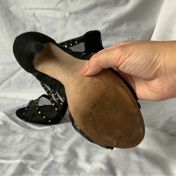 Aldo Glamour Mesh Black Gold High Heels Club Night - Picture 4 of 7